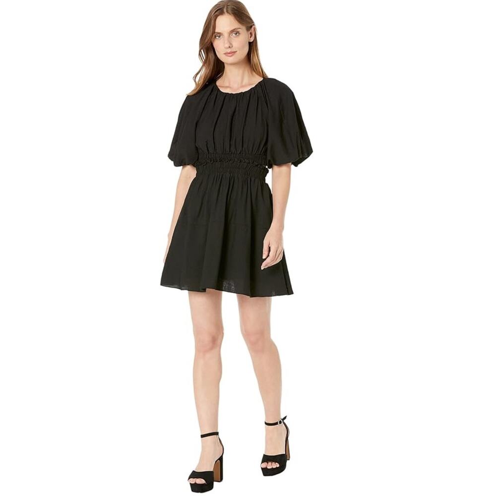 Moon River Black‎ Bubble Sleeve Back Cutout Mini Dress Size Large